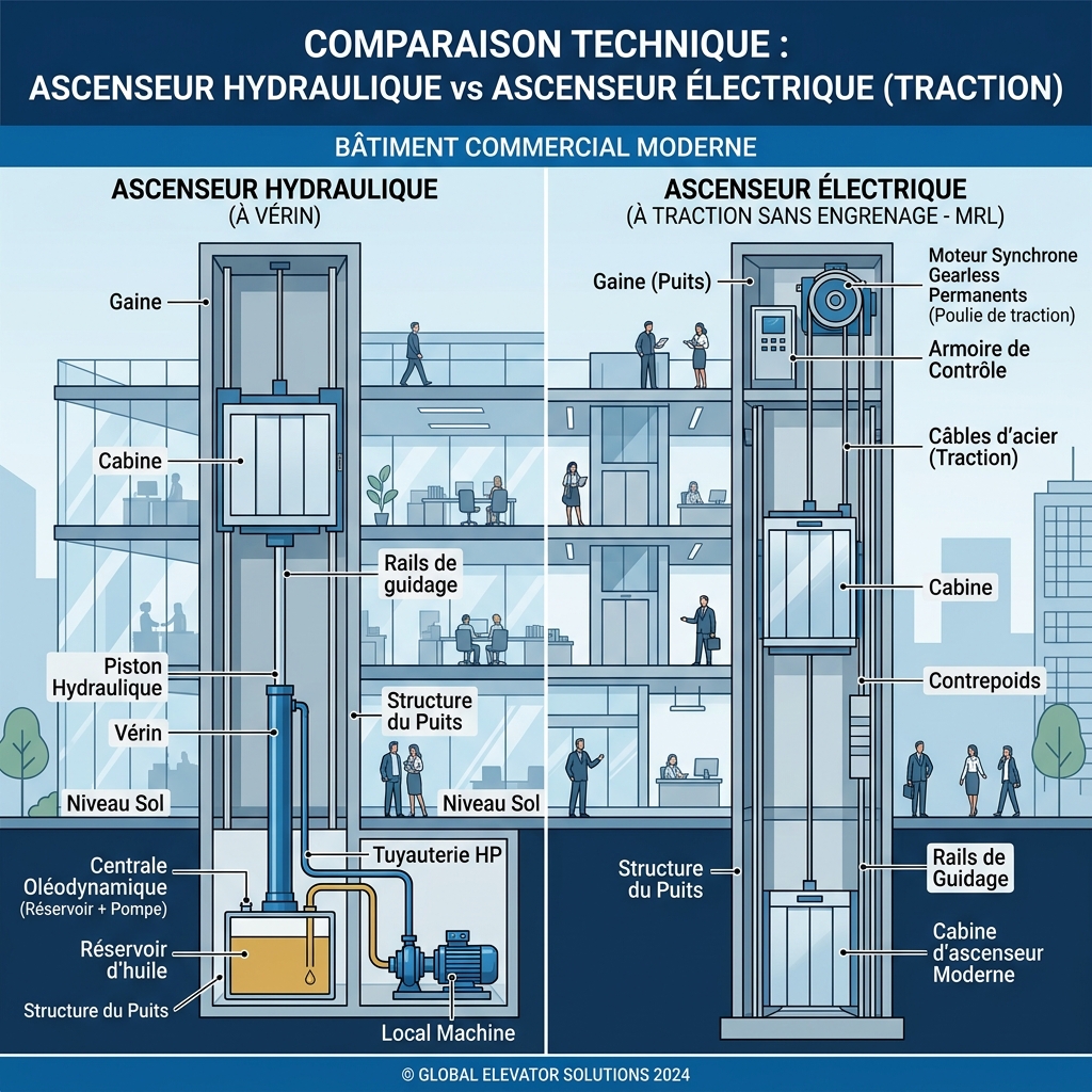 Ascenseur Hydraulique vs Électrique : Quel Choix pour votre ERP ?