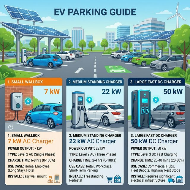 Borne 7 kW vs 22 kW vs 50 kW : Quel Choix pour votre Parking ?